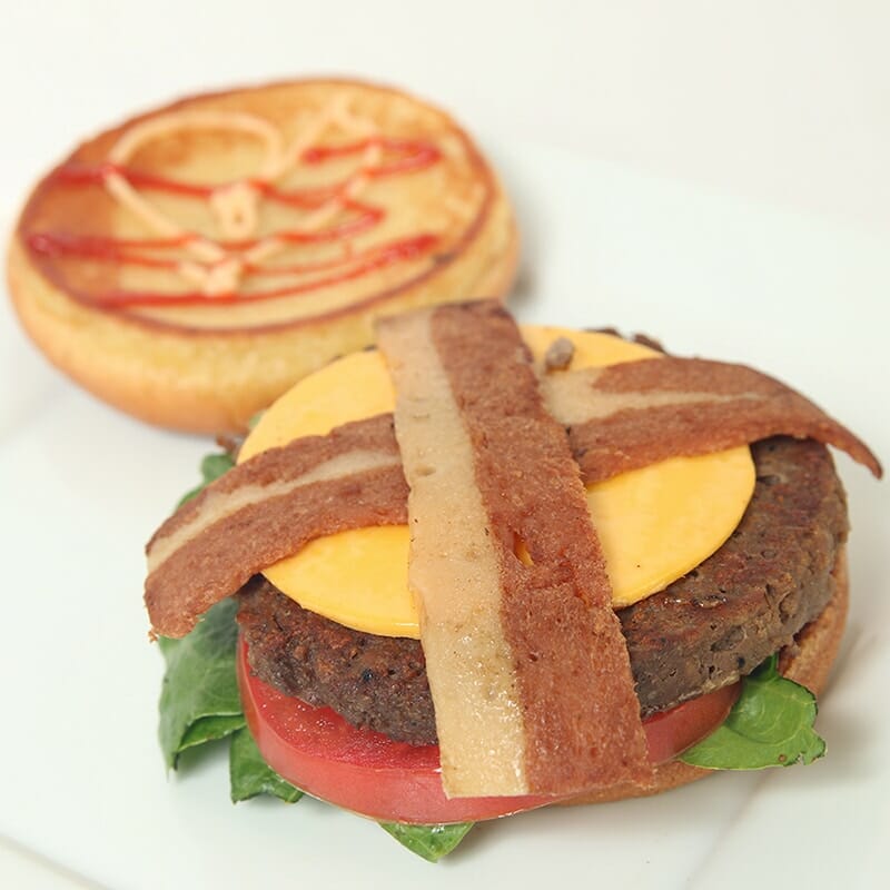 Refocused Vegan Bacon Cheeseburger